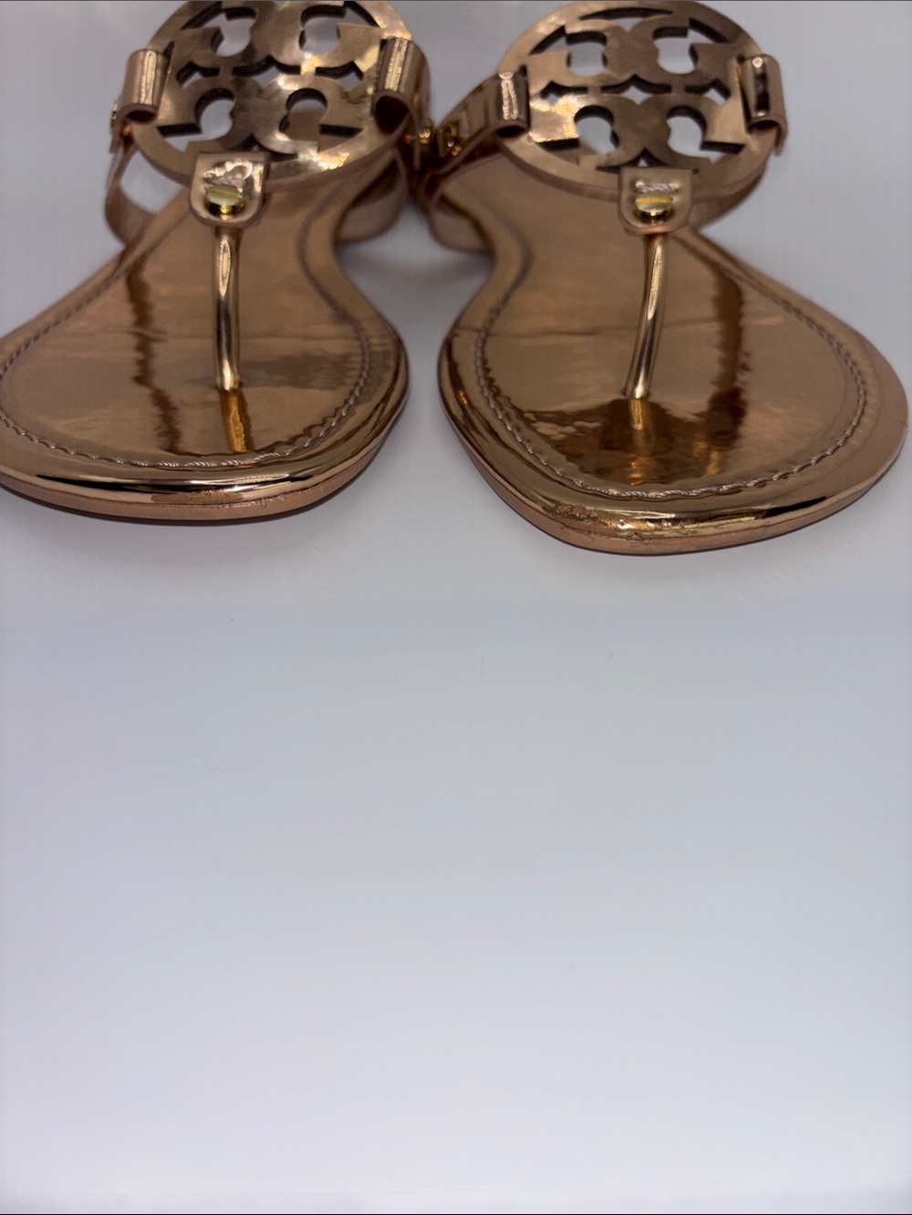 Tory Burch Metallic Rose Gold Metallic Miller Thong Sandals - Picture 3 of 11